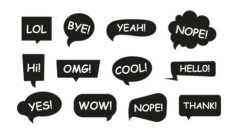 Set of speech bubbles with phrases 1 Stock Illustration