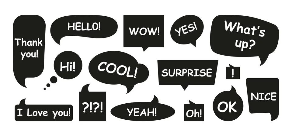 Set of speech bubbles with phrases 2 Stock Illustration
