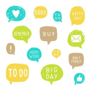 Set of speech bubbles for planning. Stock Illustration