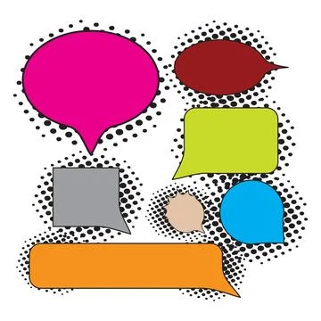 Set of speech bubbles in pop art style. Colorful vector illustration. Stock Illustration