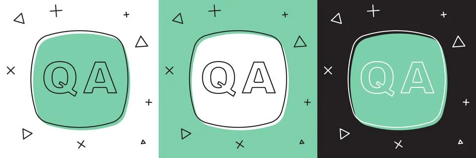 Set Speech bubbles with Question and Answer icon isolated on white and green Illustrazione stock