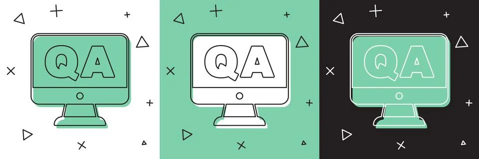 Set Speech bubbles with Question and Answer icon isolated on white and green Stock Illustration