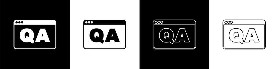 Set Speech bubbles with Question and Answer icon isolated on black and white Illustrazione stock