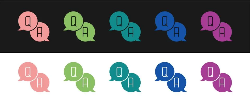 Set Speech bubbles with Question and Answer icon isolated on black and white イラスト素材