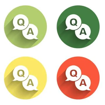 Set Speech bubbles with Question and Answer icon isolated with long shadow .. Stock Illustration