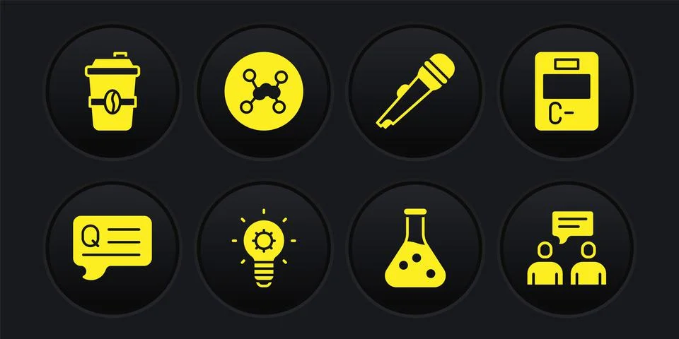 Set Speech bubbles with Question, Exam paper incorrect answers, Light bulb, Test 스톡 일러스트