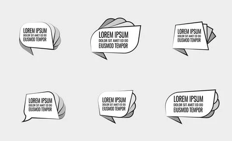 Set of speech bubbles for quotes with stroke and line. Stock Illustration