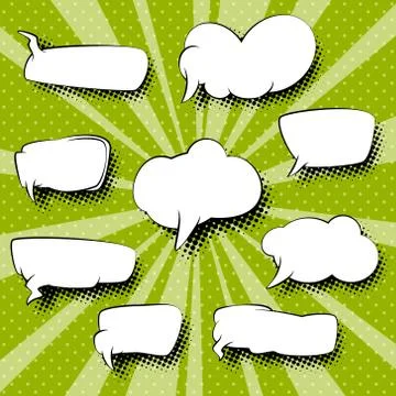 Set of Speech Bubbles, Retro Style Stock Illustration