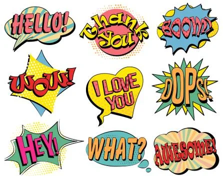 Set of speech bubbles in retro style Ilustração Stock