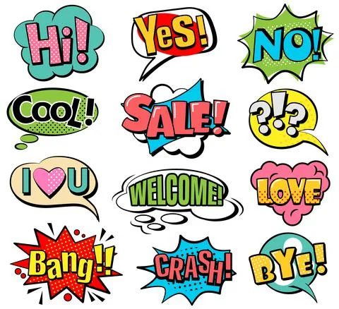 Set of speech bubbles in retro style Stock Illustration