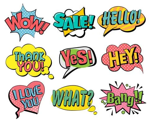 Set of speech bubbles in retro style Stock Illustration