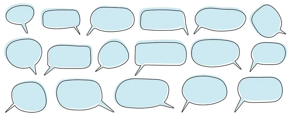 Set of speech bubbles. Speak bubble text, cartoon chatting box, message box. Stock Illustration