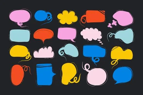 Set of speech bubbles in various shapes and sizes. Stock Illustration