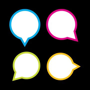 Set of speech bubbles. Vector illustration. Isolated on black background. 스톡 일러스트