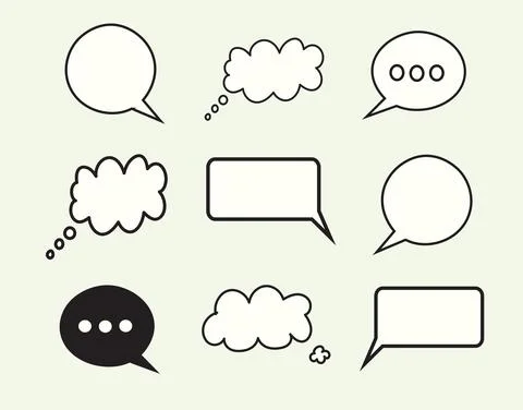 Set of Speech Bubbles on White Background. Stock Illustration