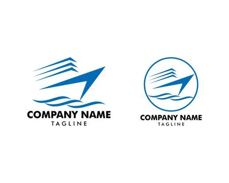 Set of Speed boat logo design template, Sea boat logo design concept Stock Illustration