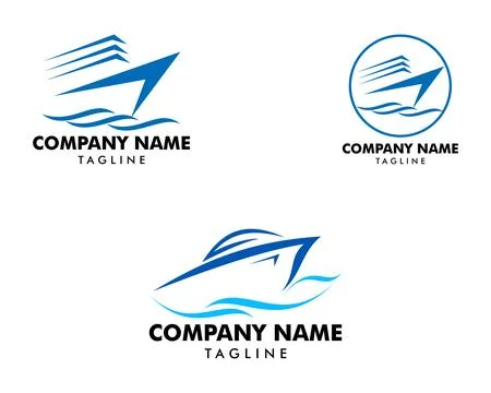 Set of Speed boat logo design template, Sea boat logo design concept Stock Illustration