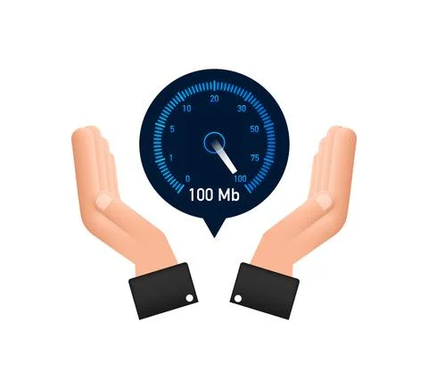 Set Speed test in hands. Speedometer Internet Speed. Website speed loading time 스톡 일러스트