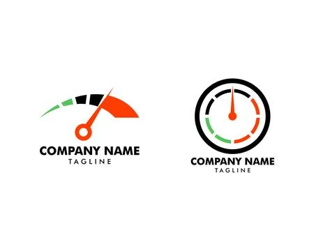 Set of Speedometer Logo Icon Vector Template Stock Illustration