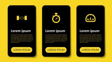 Set Speedometer, Stopwatch and Chassis car. Business infographic template. Ve 库存插图