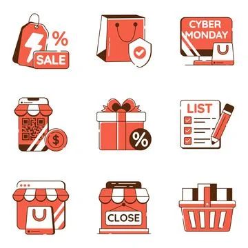 Set of Spending Flat Icons Stock Illustration