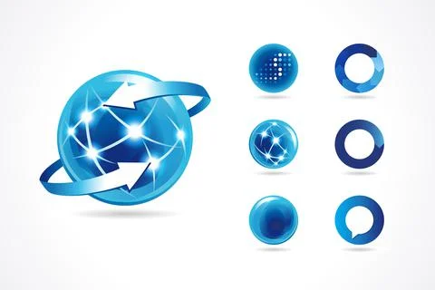 Set of sphere globe company logo Illustrazione stock