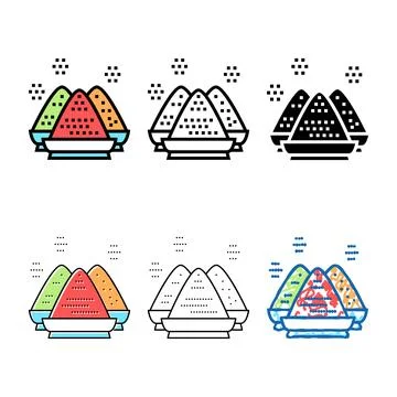 Set spice heap collection color icon vector 스톡 일러스트
