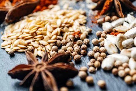 Set of spices close-up Stock Photos