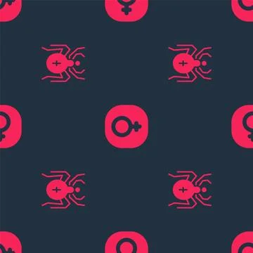 Set Spider and Venus on seamless pattern. Vector Stock Illustration
