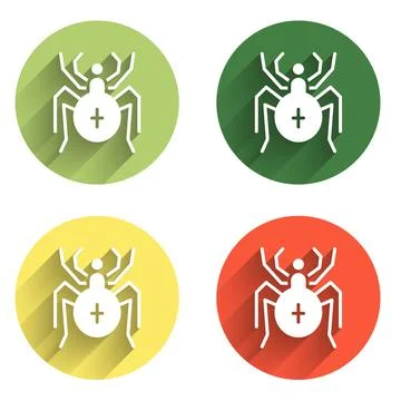 Set Spider icon isolated with long shadow background. Happy Halloween party.. Stock Illustration