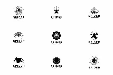 Set of Spider logo design vector, Spider Insect logo icon template collection Stock Illustration