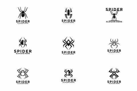 Set of Spider logo design vector, Spider Insect logo icon template collection Stock Illustration