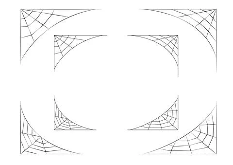 Set of spider web corner on white, vector art Stock Illustration