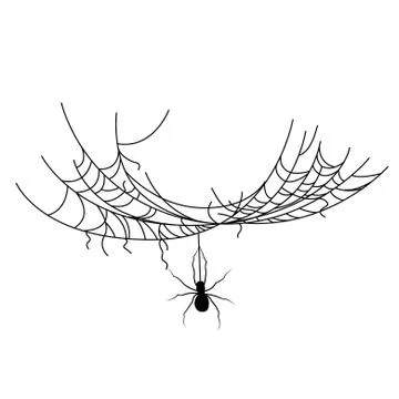 Set of spider web of different shapes with black spiders isolated 스톡 일러스트