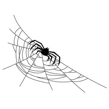 Set of spider web of different shapes with black spiders isolated 스톡 일러스트