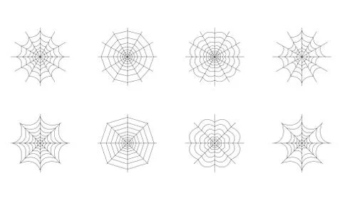 Set of spider web isolated on white background. Halloween spiderweb elements. Stock Illustration