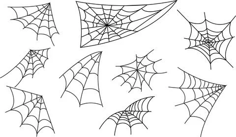 Set of Spider web on transparent background. Collection Spiderweb net. Spoo.. Stock Illustration