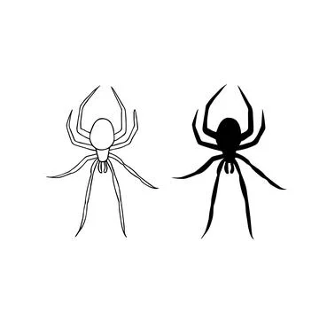 Set of spiders. Hand drawn vector illustration. Stock Illustration