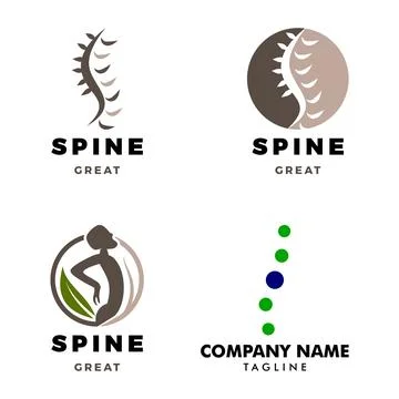 Set of Spine Icon Logo Design Template Stock Illustration