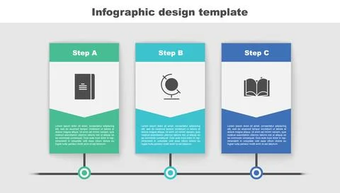 Set Spiral notebook, Earth globe and Open. Business infographic template. Vector Stock Illustration