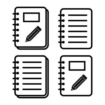 Set of Spiral notebook icon, paper blank page symbol, note web vector illustr Illustrazione stock