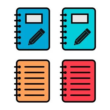 Set of Spiral notebook icon, paper blank page symbol, note web vector illustr Illustrazione stock