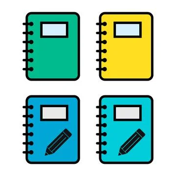 Set of Spiral notebook icon, paper blank page symbol, note web vector illustr Stock Illustration