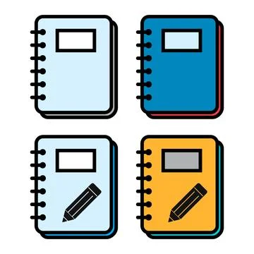 Set of Spiral notebook icon, paper blank page symbol, note web vector illustr Illustrazione stock