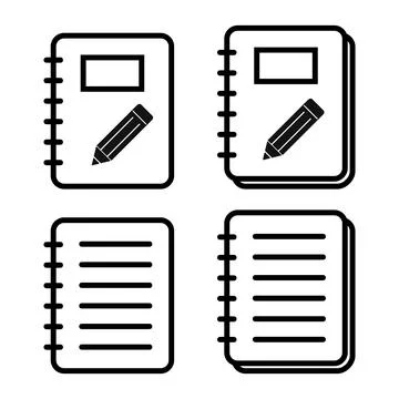 Set of Spiral notebook icon, paper blank page symbol, note web vector illustr Illustrazione stock
