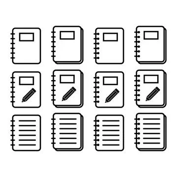Set of Spiral notebook icon, paper blank page symbol, note web vector illustr Illustrazione stock