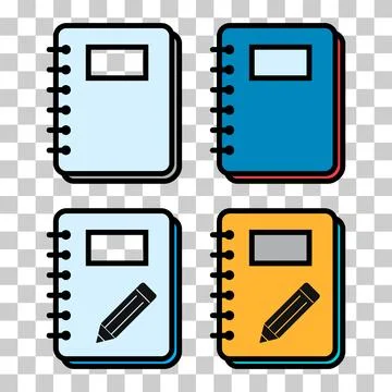 Set of Spiral notebook icon, paper blank page symbol, note web vector illustr Stock Illustration