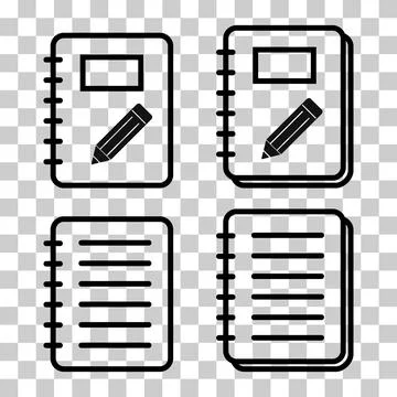 Set of Spiral notebook icon, paper blank page symbol, note web vector illustr Stock Illustration