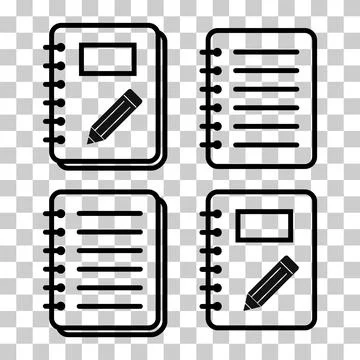 Set of Spiral notebook icon, paper blank page symbol, note web vector illustr Stock Illustration