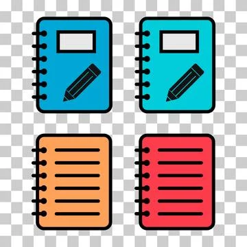 Set of Spiral notebook icon, paper blank page symbol, note web vector illustr Stock Illustration